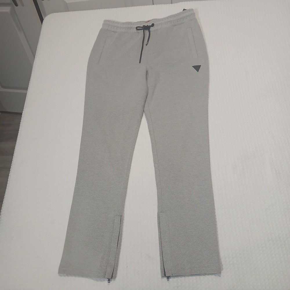 Guess Los Angeles Mens Grey Micro Pattern Ankle Zip Jogger Pants X3RQ11 Small